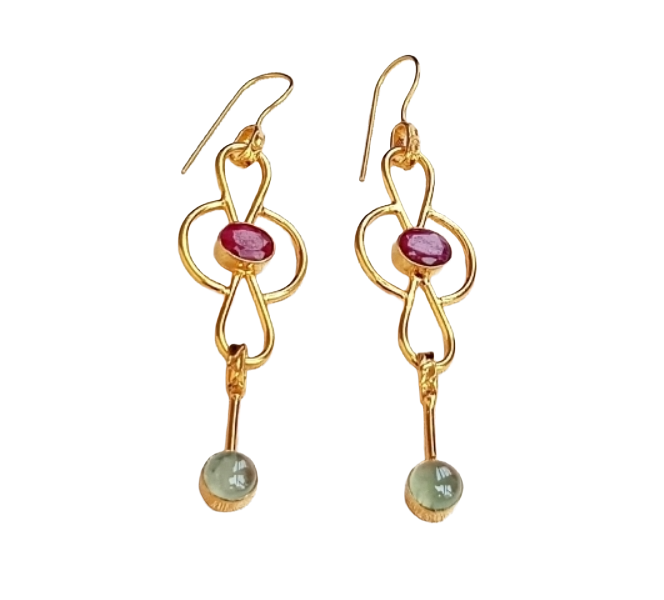 Gorgeous Gold Plated Dangle Drop  Earrings –  Semi Precious Stone Handcrafted Jewelry
