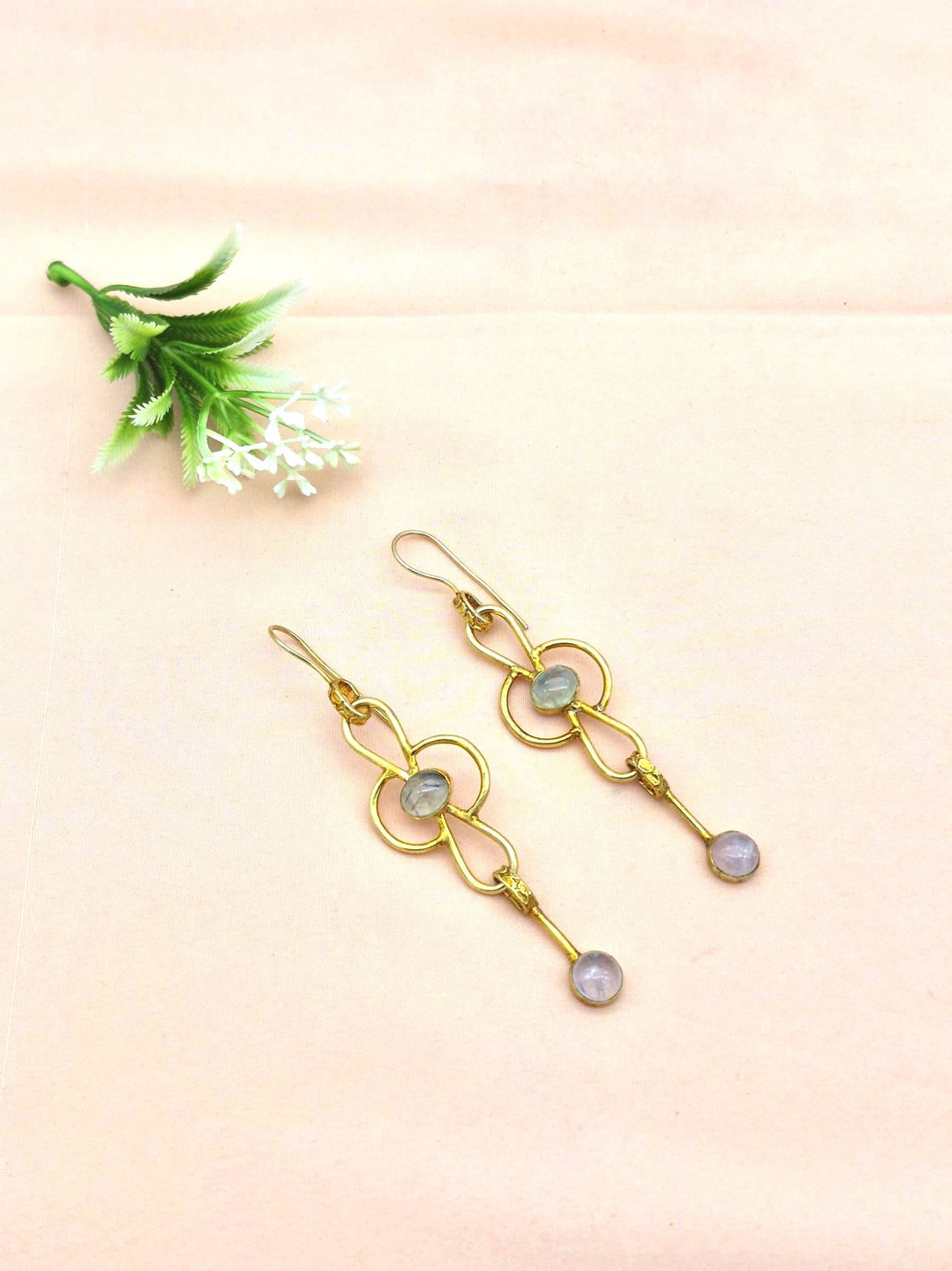 Gorgeous Gold Plated Dangle Drop  Earrings –  Semi Precious Stone Handcrafted Jewelry
