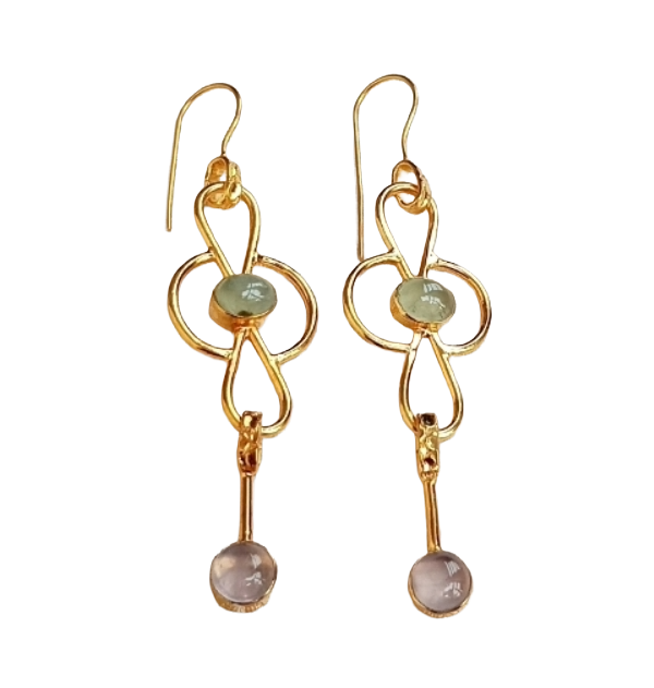 Gorgeous Gold Plated Dangle Drop  Earrings –  Semi Precious Stone Handcrafted Jewelry