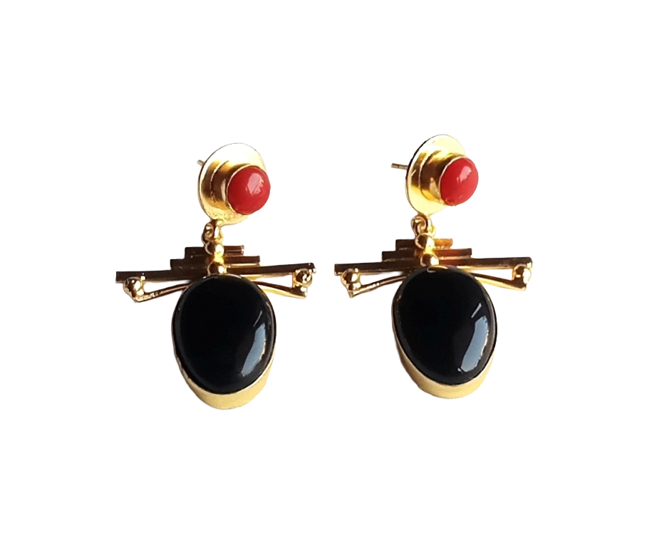 Amazing Gold Plated Dangle Earrings –  Semi Precious Stone Jewelry