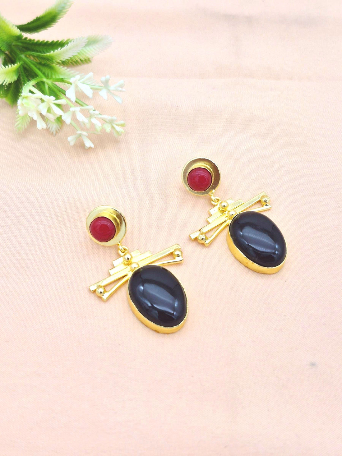 Amazing Gold Plated Dangle Earrings –  Semi Precious Stone Jewelry