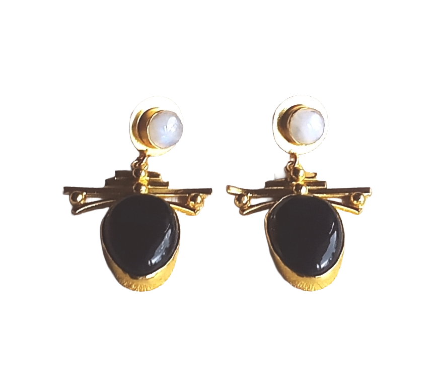 Amazing Gold Plated Dangle Earrings –  Semi Precious Stone Jewelry