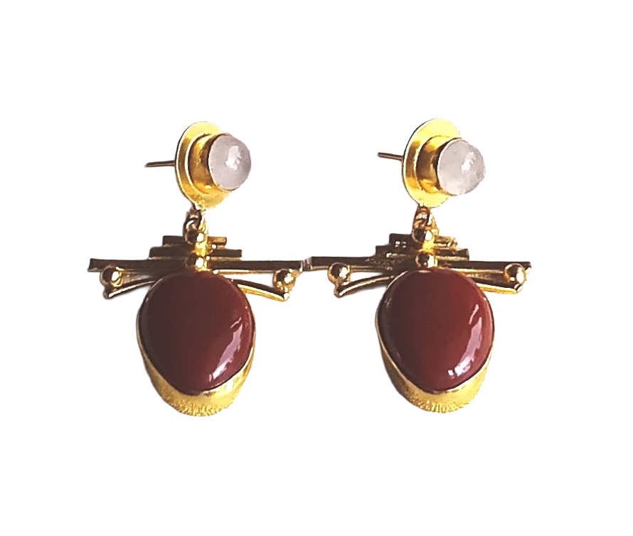 Amazing Gold Plated Dangle Earrings –  Semi Precious Stone Jewelry