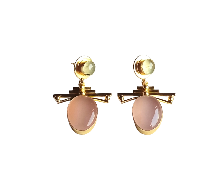 Amazing Gold Plated Dangle Earrings –  Semi Precious Stone Jewelry