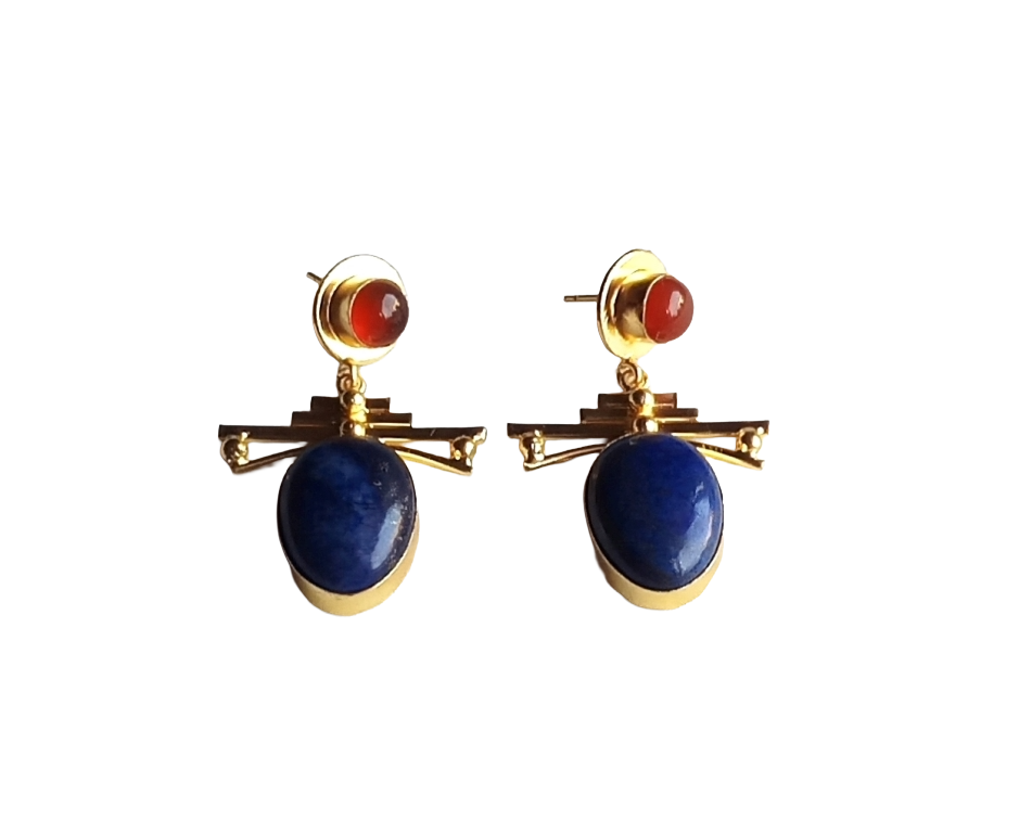 Amazing Gold Plated Dangle Earrings –  Semi Precious Stone Jewelry