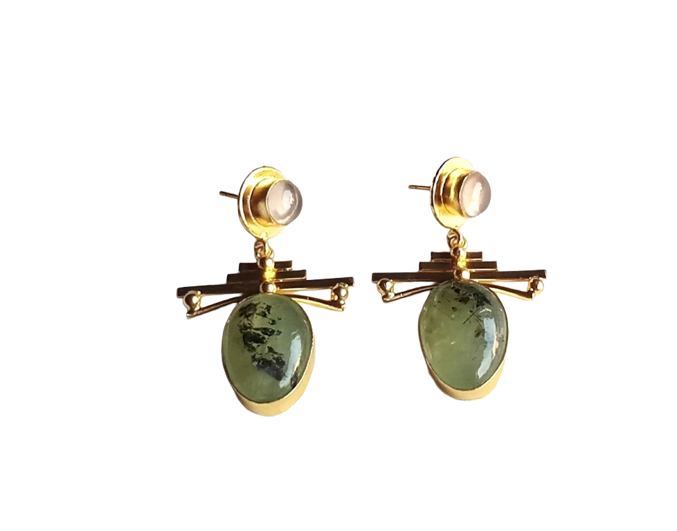Amazing Gold Plated Dangle Earrings –  Semi Precious Stone Jewelry