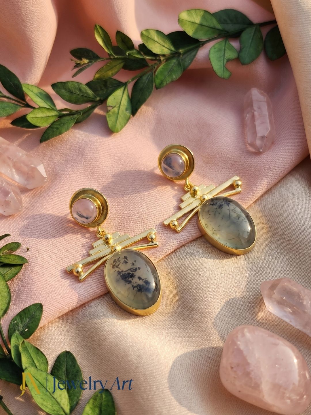 Premium gemstone earrings highlighted in elegant decorative styling
