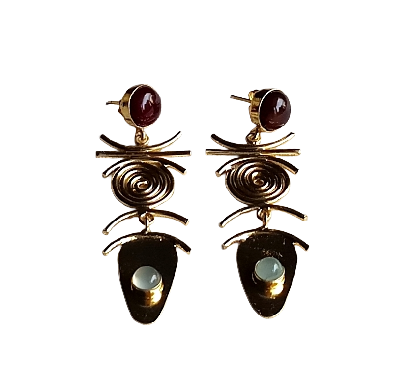Stunning Gold Plated Dangle Earrings –  Semi Precious Stone Jewelry