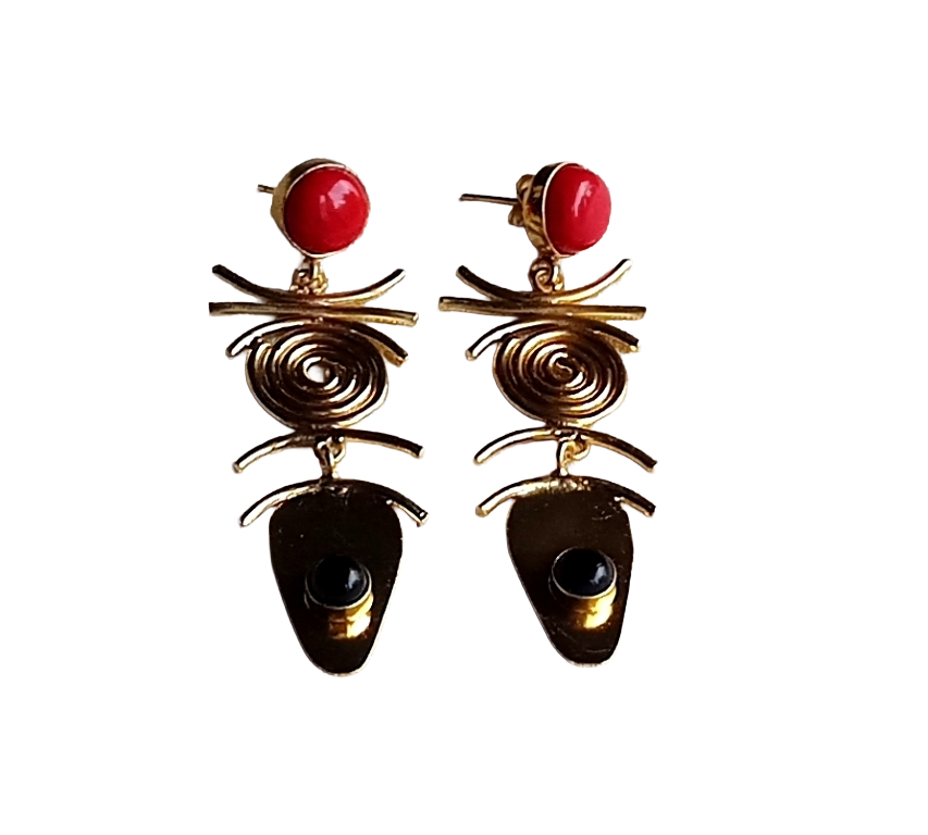Stunning Gold Plated Dangle Earrings –  Semi Precious Stone Jewelry