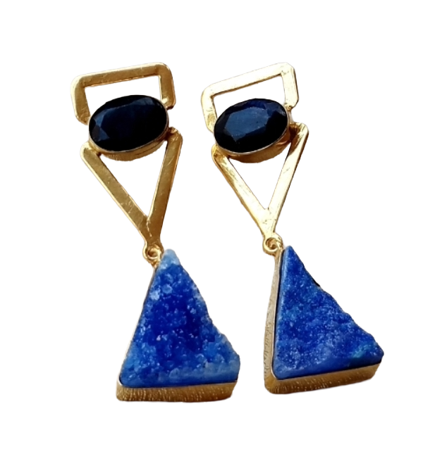 Stunning Gold Plated Dangle Earrings –  Semi Precious Stone Jewelry
