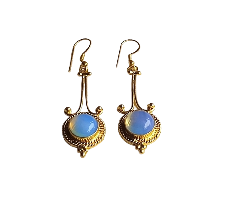 Awesome Gold Plated Dangle Earrings –  Semi Precious Stone Jewelry