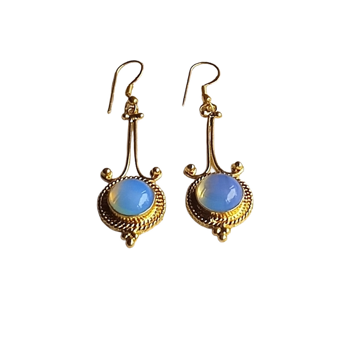 Awesome Gold Plated Dangle Earrings –  Semi Precious Stone Jewelry