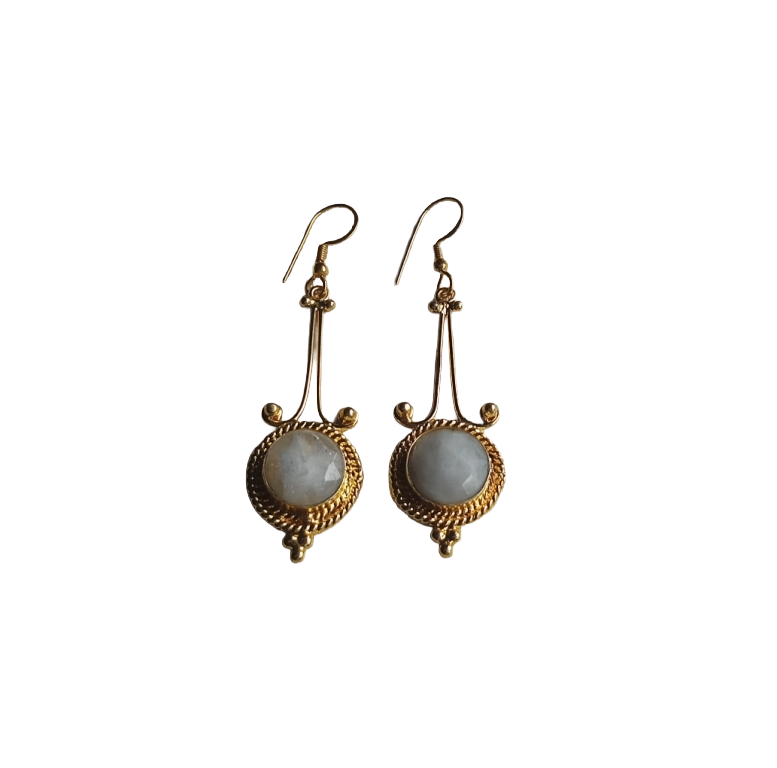 Awesome Gold Plated Dangle Earrings –  Semi Precious Stone Jewelry