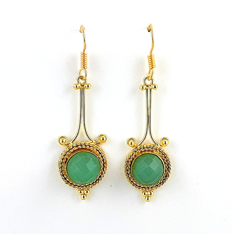 Awesome Gold Plated Dangle Earrings –  Semi Precious Stone Jewelry
