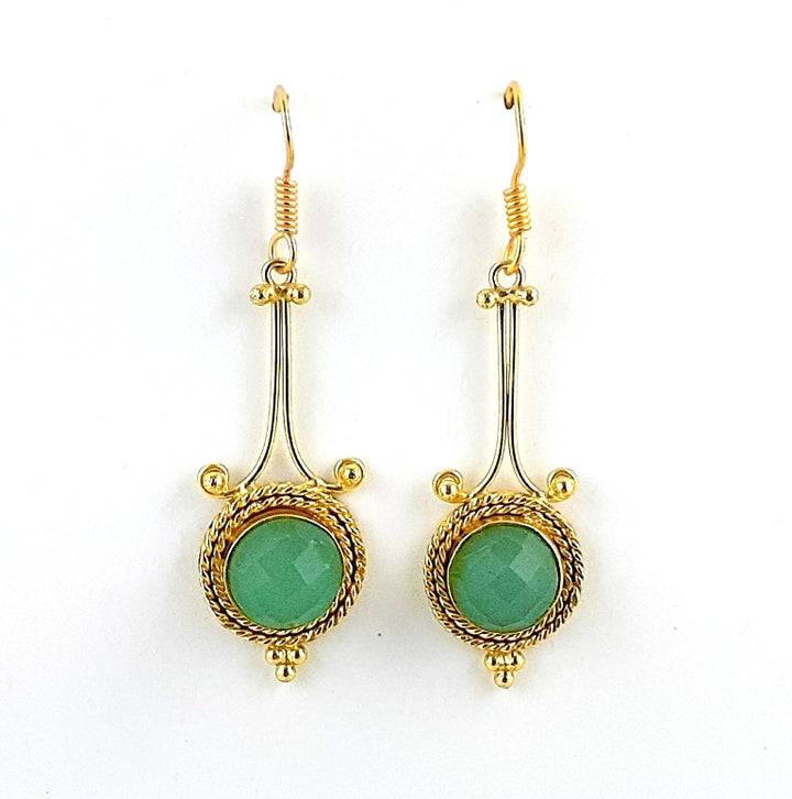 Awesome Gold Plated Dangle Earrings –  Semi Precious Stone Jewelry