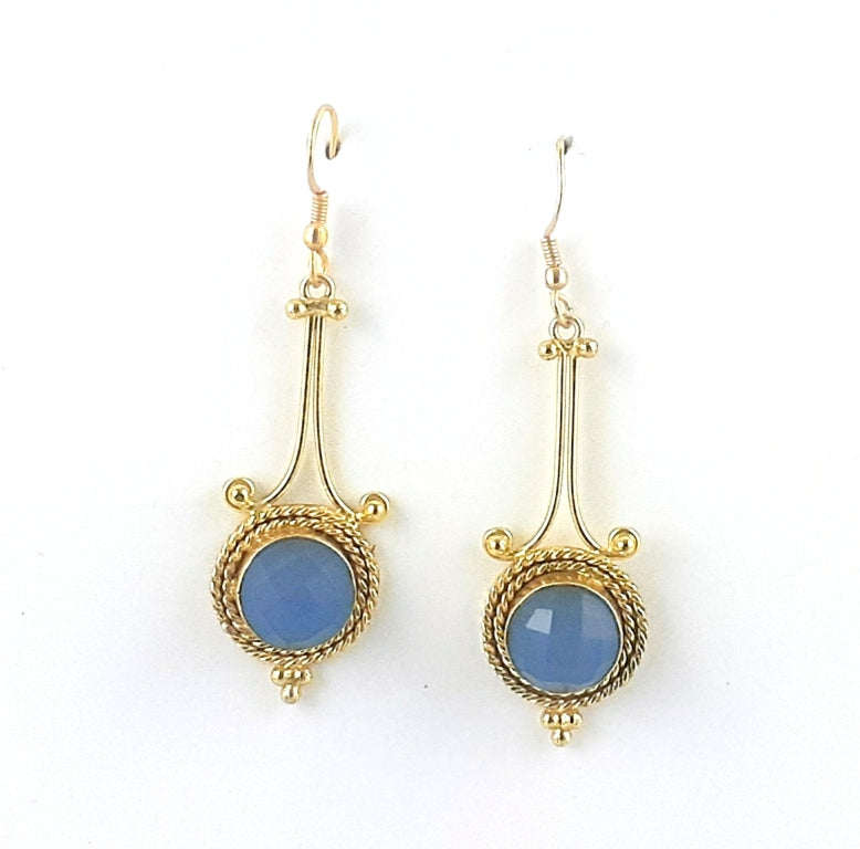 Awesome Gold Plated Dangle Earrings –  Semi Precious Stone Jewelry
