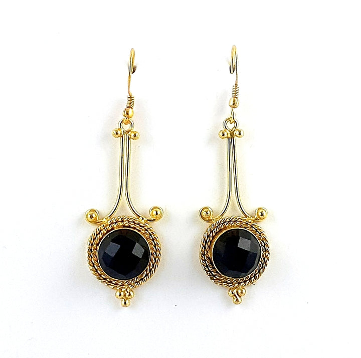 Awesome Gold Plated Dangle Earrings –  Semi Precious Stone Jewelry