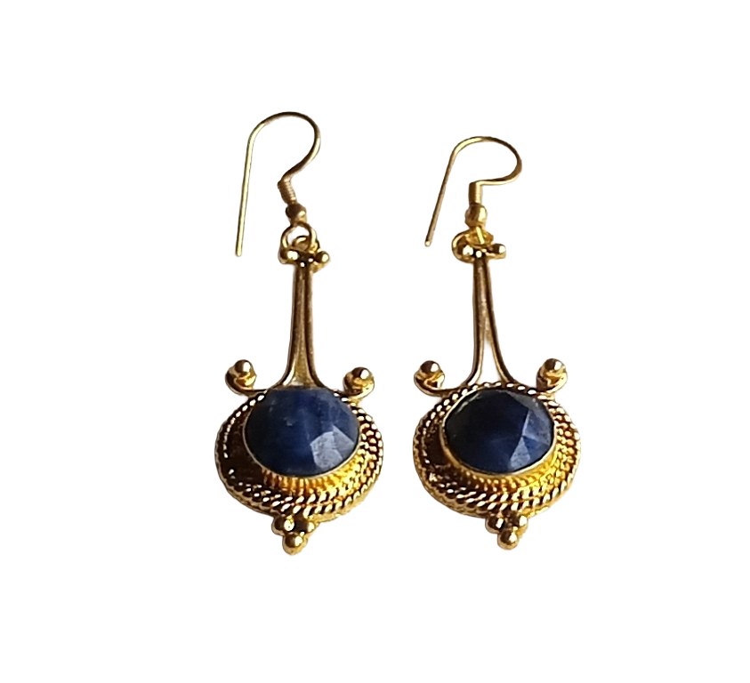 Awesome Gold Plated Dangle Earrings –  Semi Precious Stone Jewelry