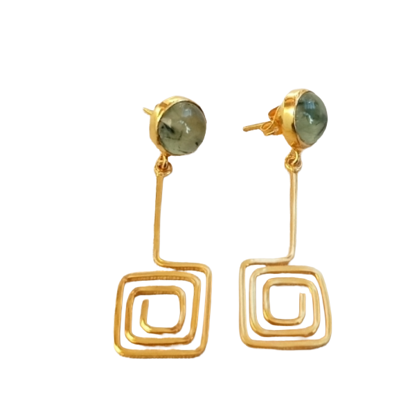 Gold Plated Dangle Earrings – Semi Precious Stone Light weight Charming Handcrafted Jewelry
