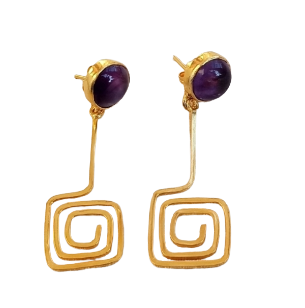 Gold Plated Dangle Earrings – Semi Precious Stone Light weight Charming Handcrafted Jewelry