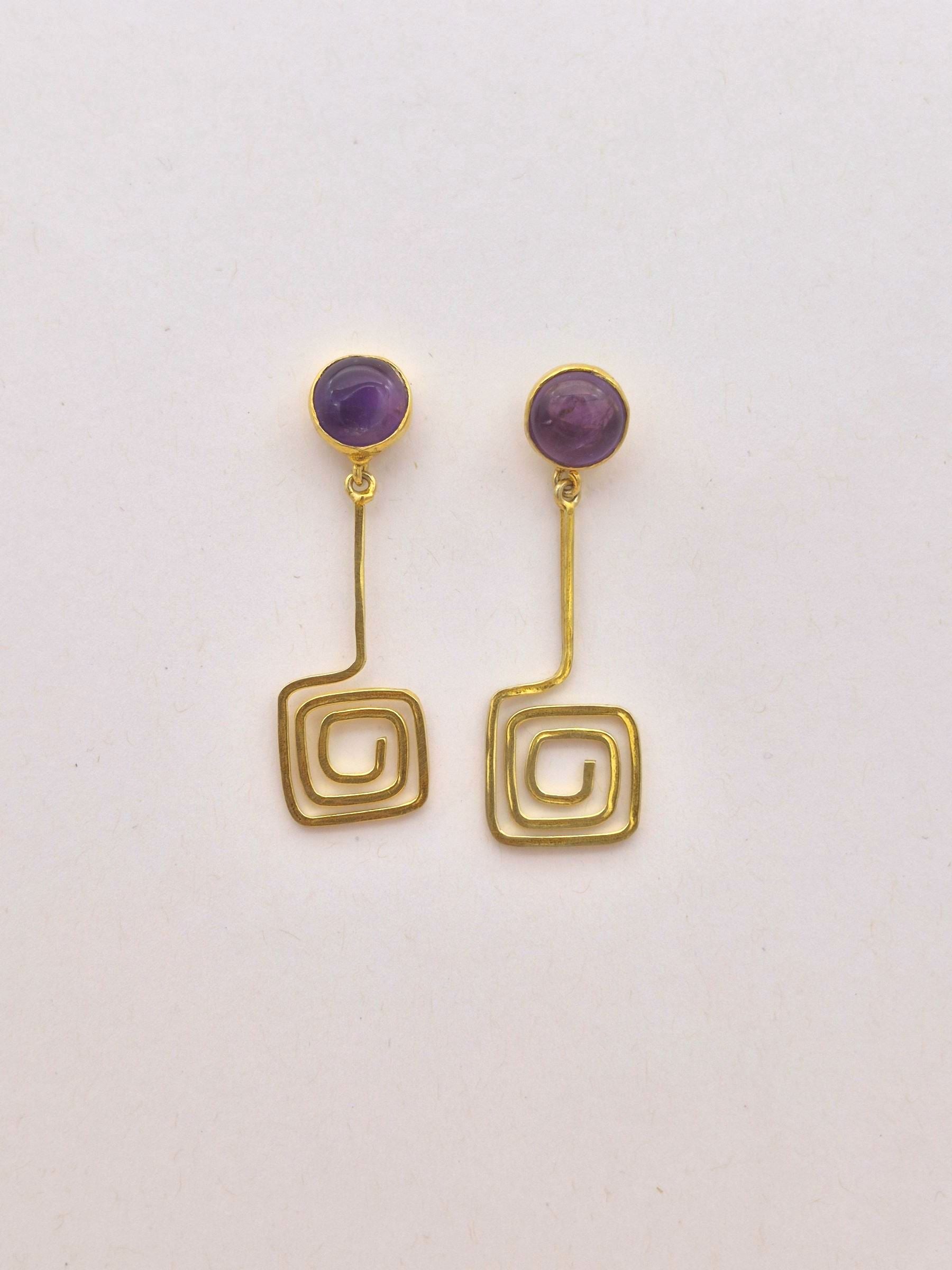 Gold Plated Dangle Earrings – Semi Precious Stone Light weight Charming Handcrafted Jewelry