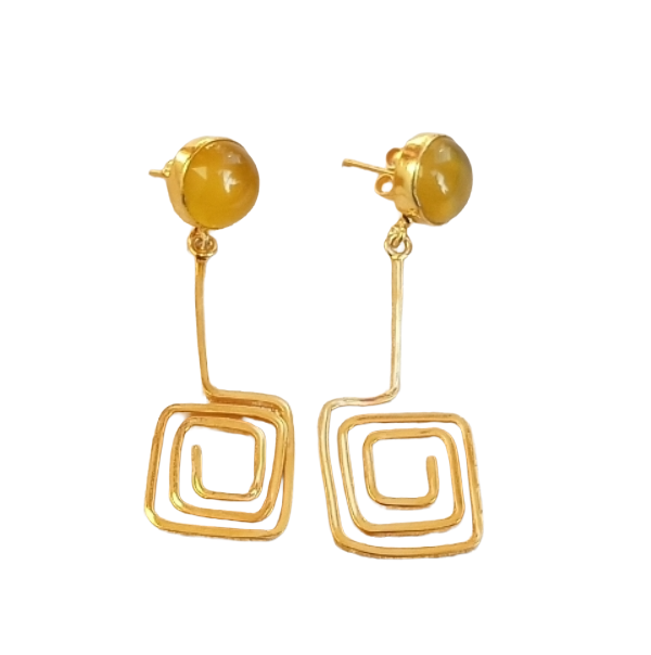 Gold Plated Dangle Earrings – Semi Precious Stone Light weight Charming Handcrafted Jewelry