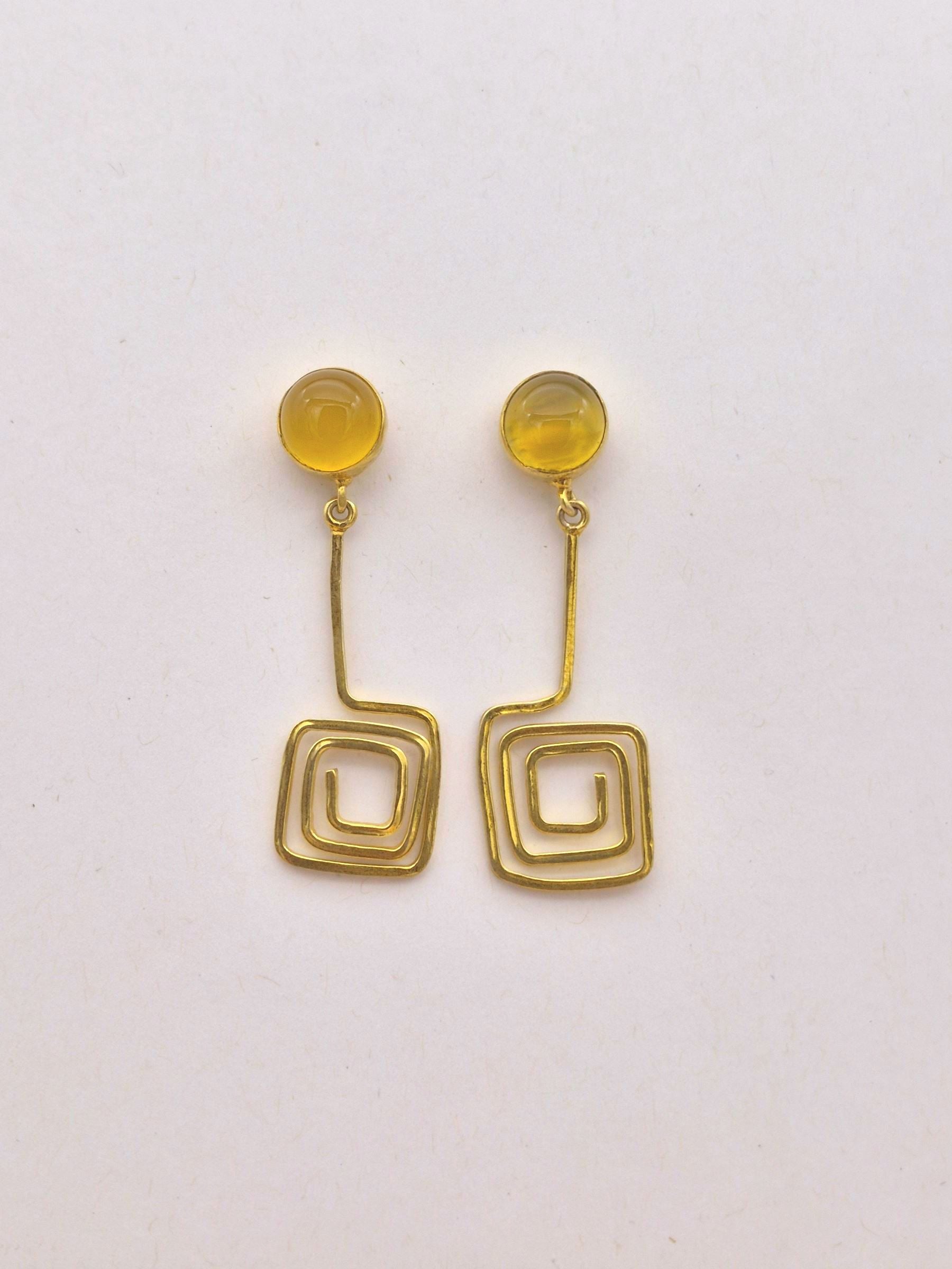 Gold Plated Dangle Earrings – Semi Precious Stone Light weight Charming Handcrafted Jewelry