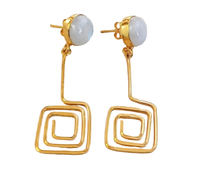 Gold Plated Dangle Earrings – Semi Precious Stone Light weight Charming Handcrafted Jewelry