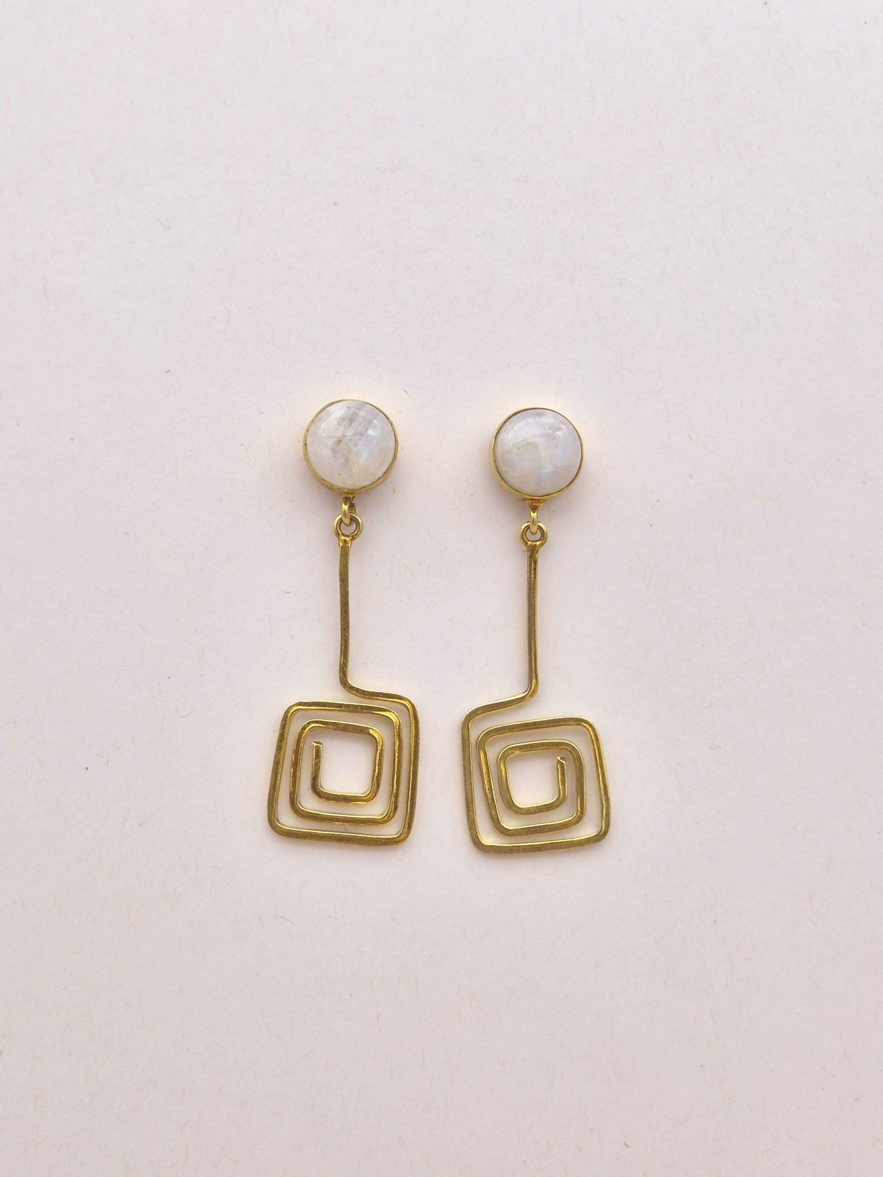 Gold Plated Dangle Earrings – Semi Precious Stone Light weight Charming Handcrafted Jewelry