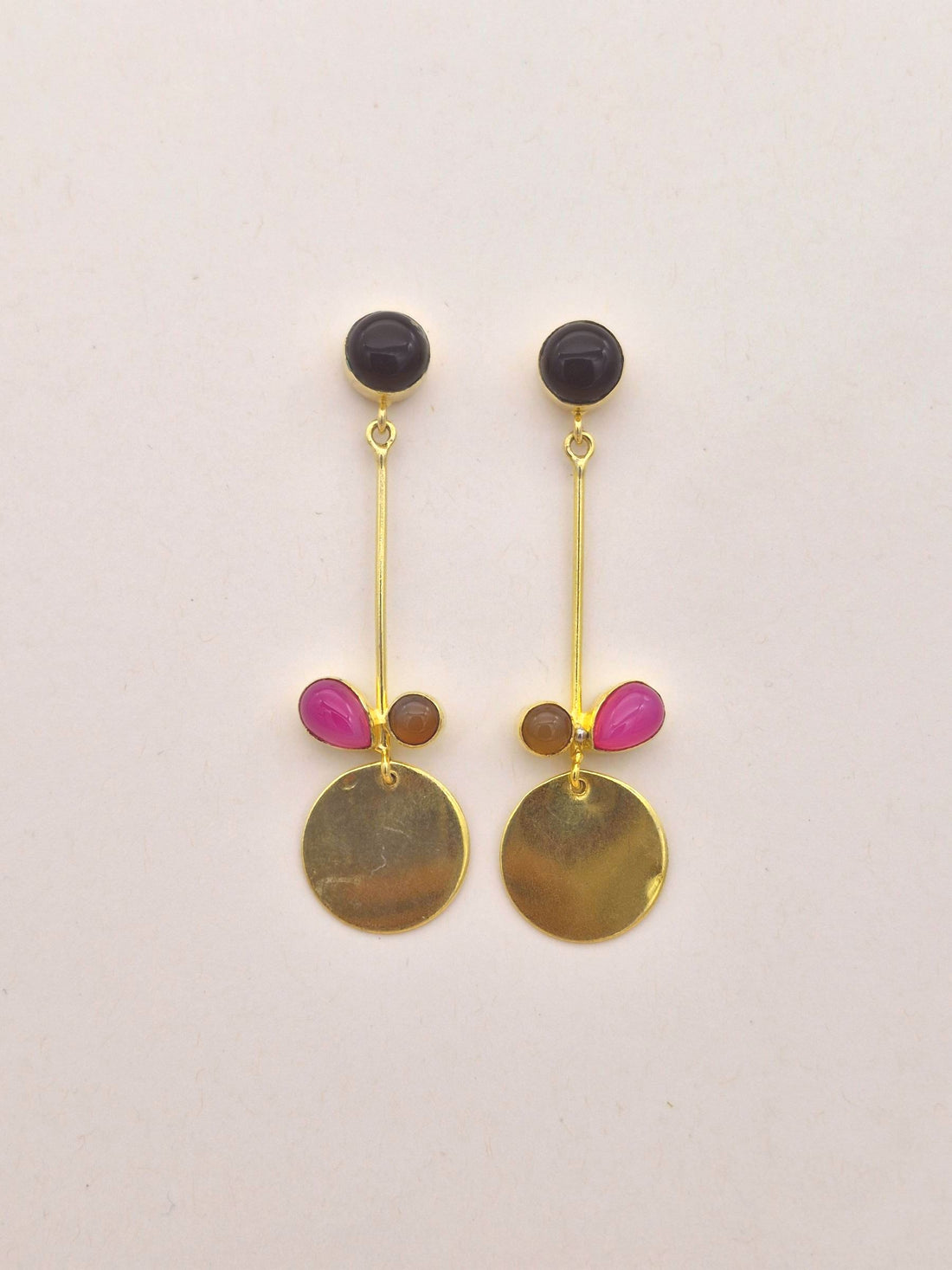 Charming Gold Plated Dangle Earrings – Semi Precious Stone Light weight Jewelry