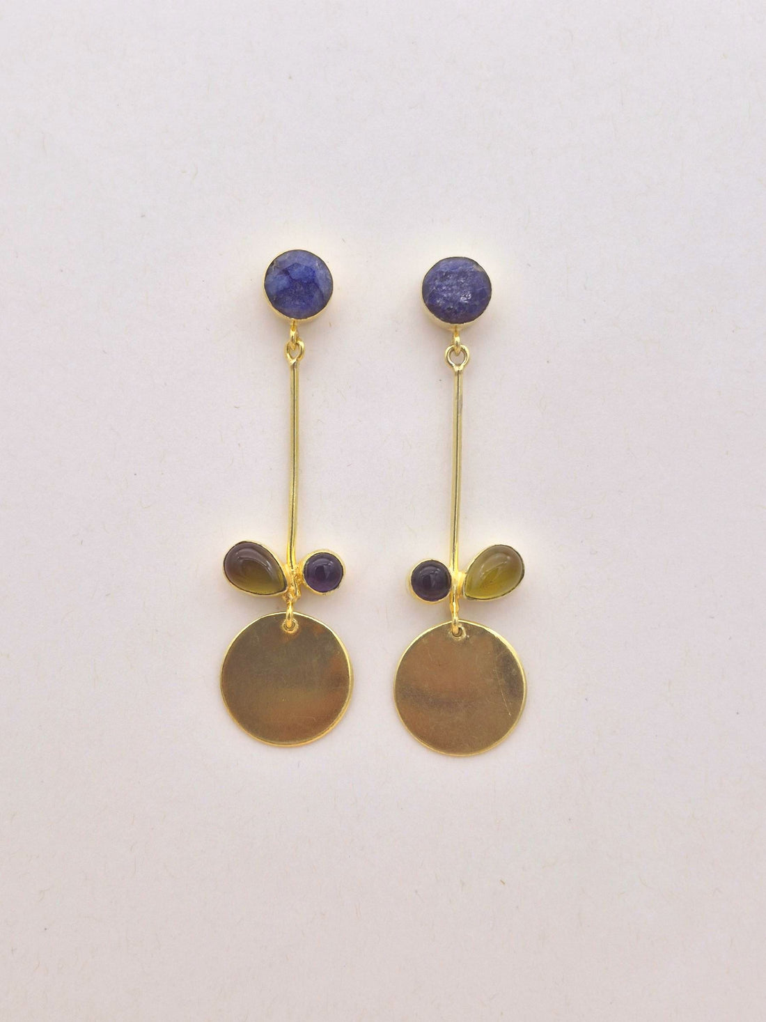 Charming Gold Plated Dangle Earrings – Semi Precious Stone Light weight Jewelry