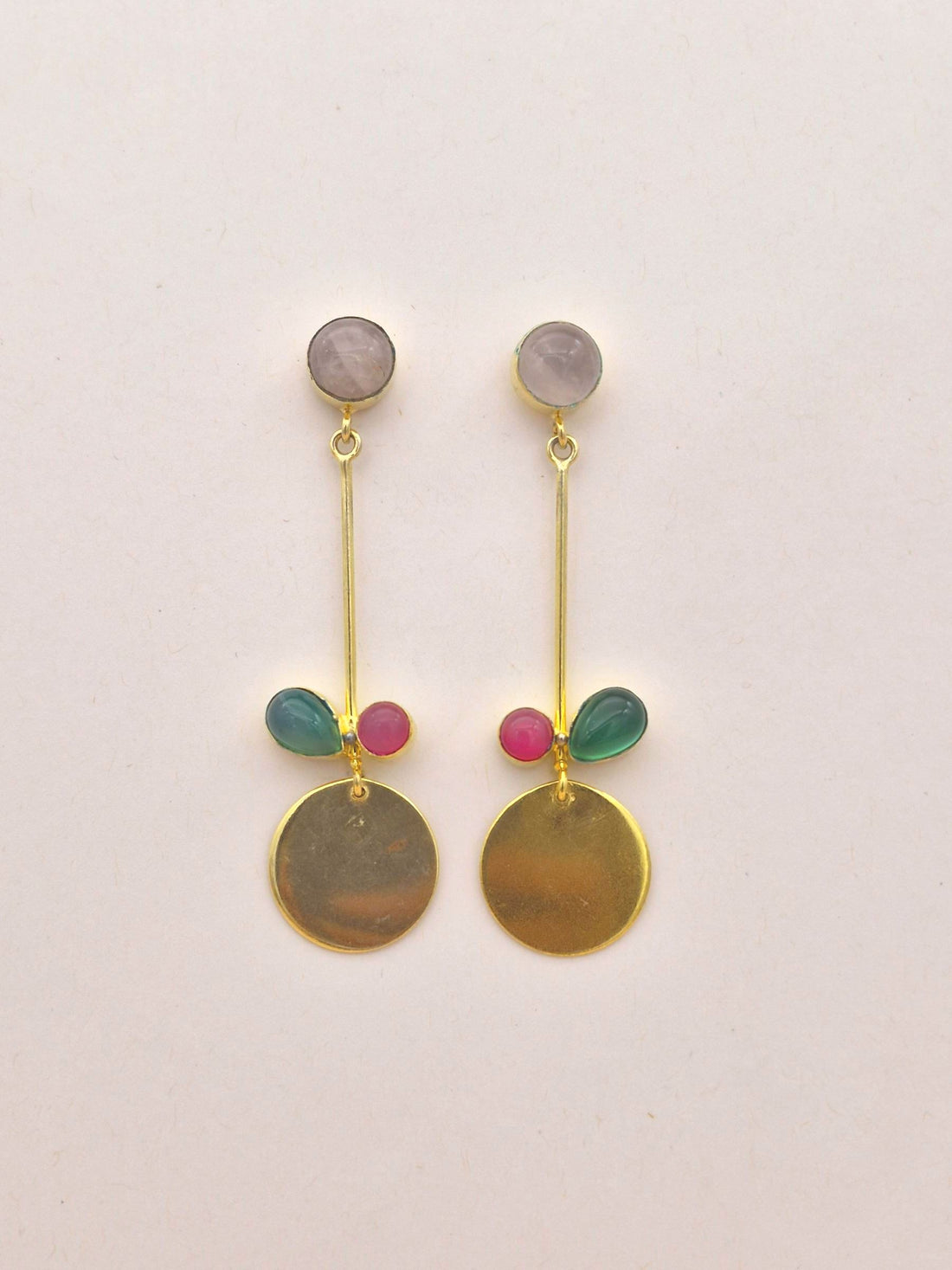 Charming Gold Plated Dangle Earrings – Semi Precious Stone Light weight Jewelry