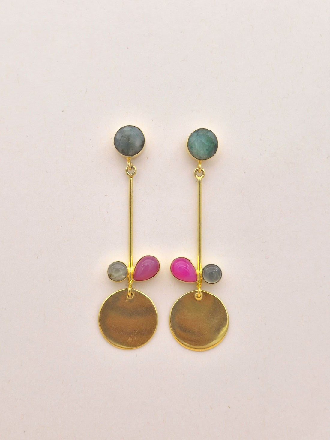 Charming Gold Plated Dangle Earrings – Semi Precious Stone Light weight Jewelry