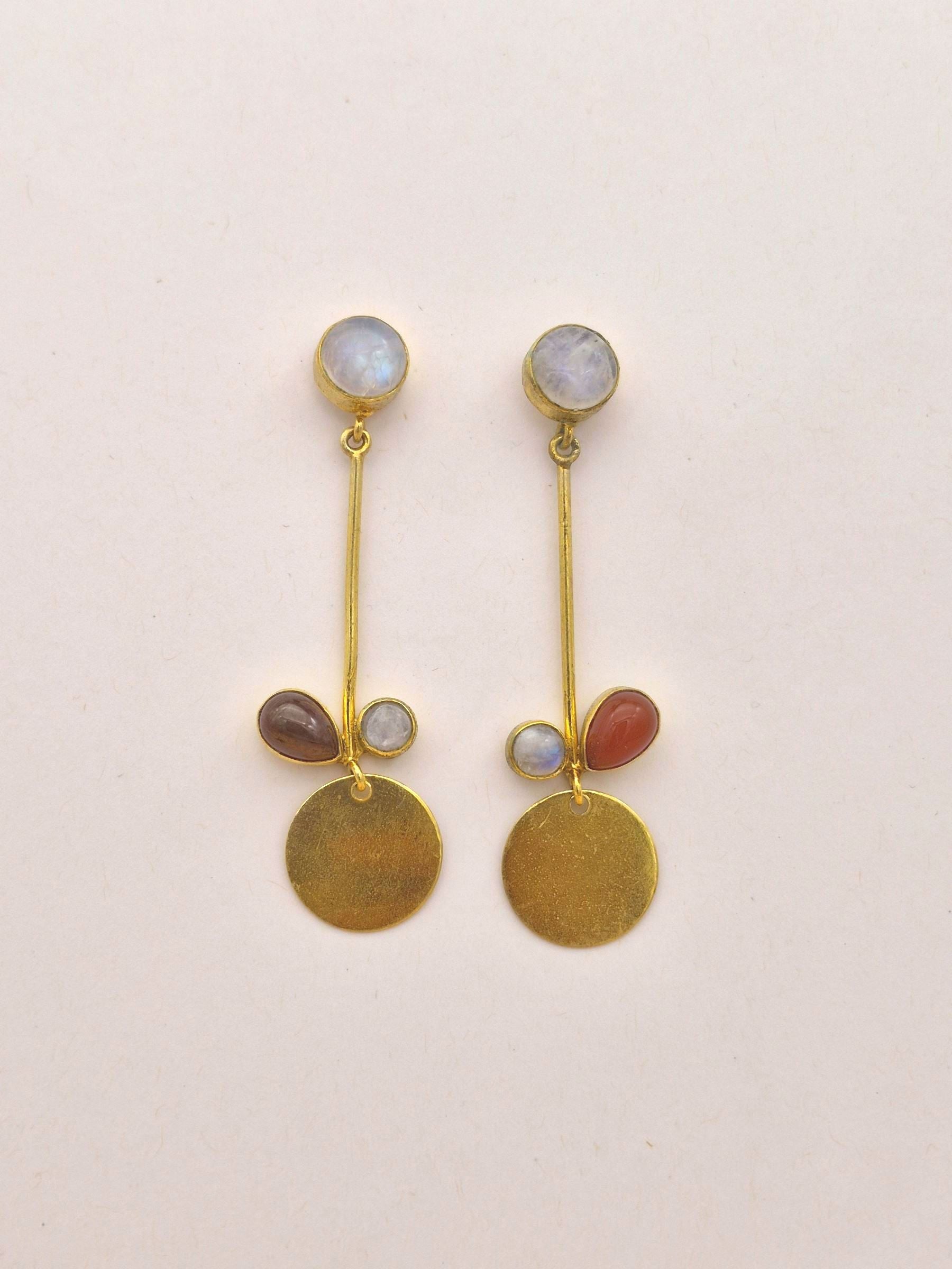 Charming Gold Plated Dangle Earrings – Semi Precious Stone Light weight Jewelry