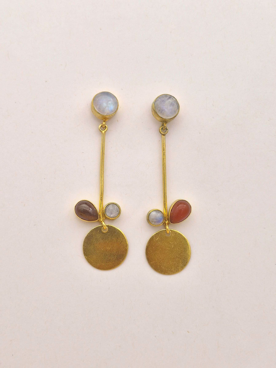 Charming Gold Plated Dangle Earrings – Semi Precious Stone Light weight Jewelry