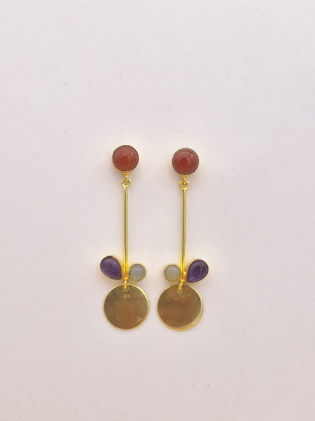 Charming Gold Plated Dangle Earrings – Semi Precious Stone Light weight Jewelry