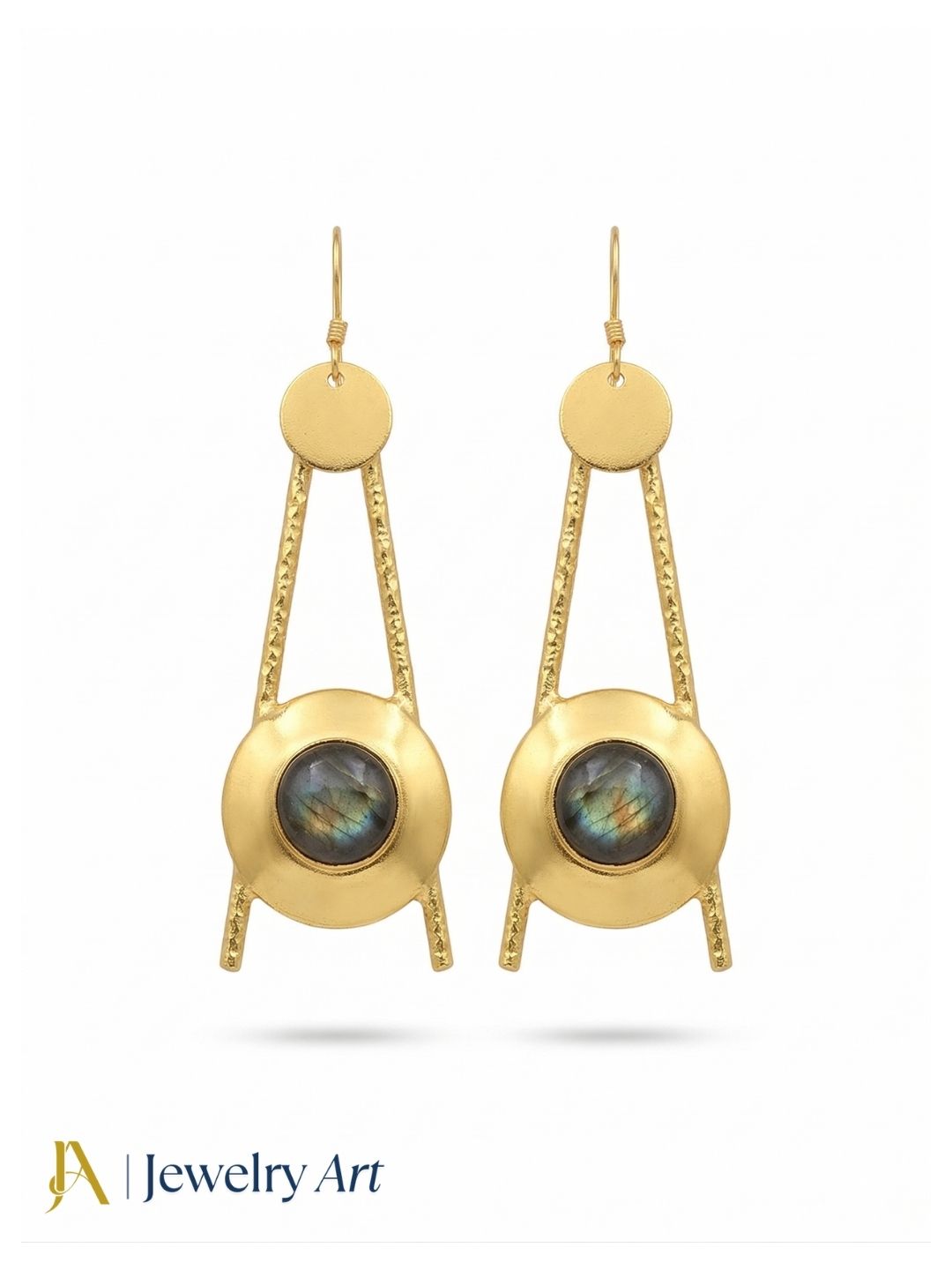 Gold plated Labradorite Dangle Earrings- Handmade Semi Precious Gemstone Jewelry
