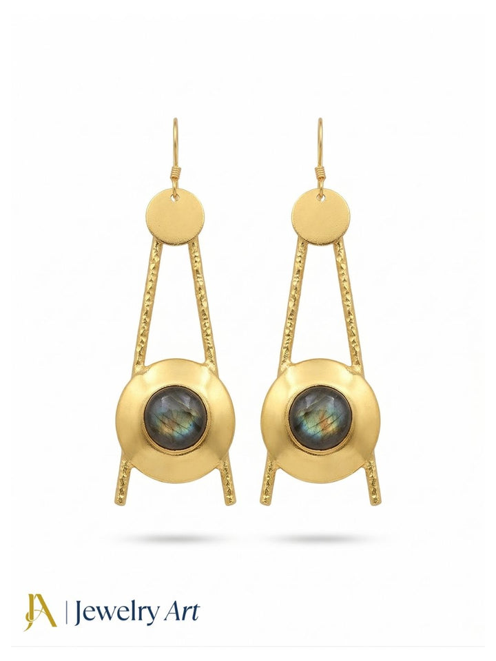 Gold plated Labradorite Dangle Earrings- Handmade Semi Precious Gemstone Jewelry