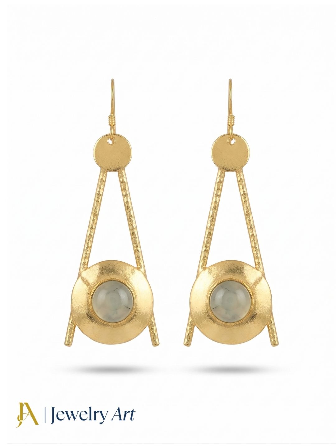 Handcrafted Prehnite Dangle Earrings- Gold plated Elegant Jewelry for Women