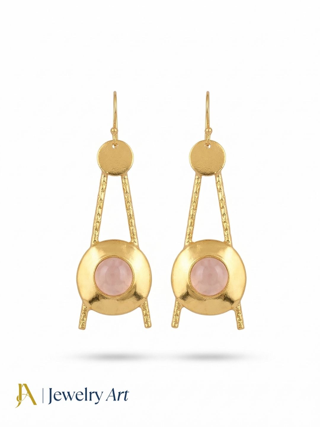 Stylish Rose Quartz Dangle Earrings-Gold plated Handmade Jewelry for Women