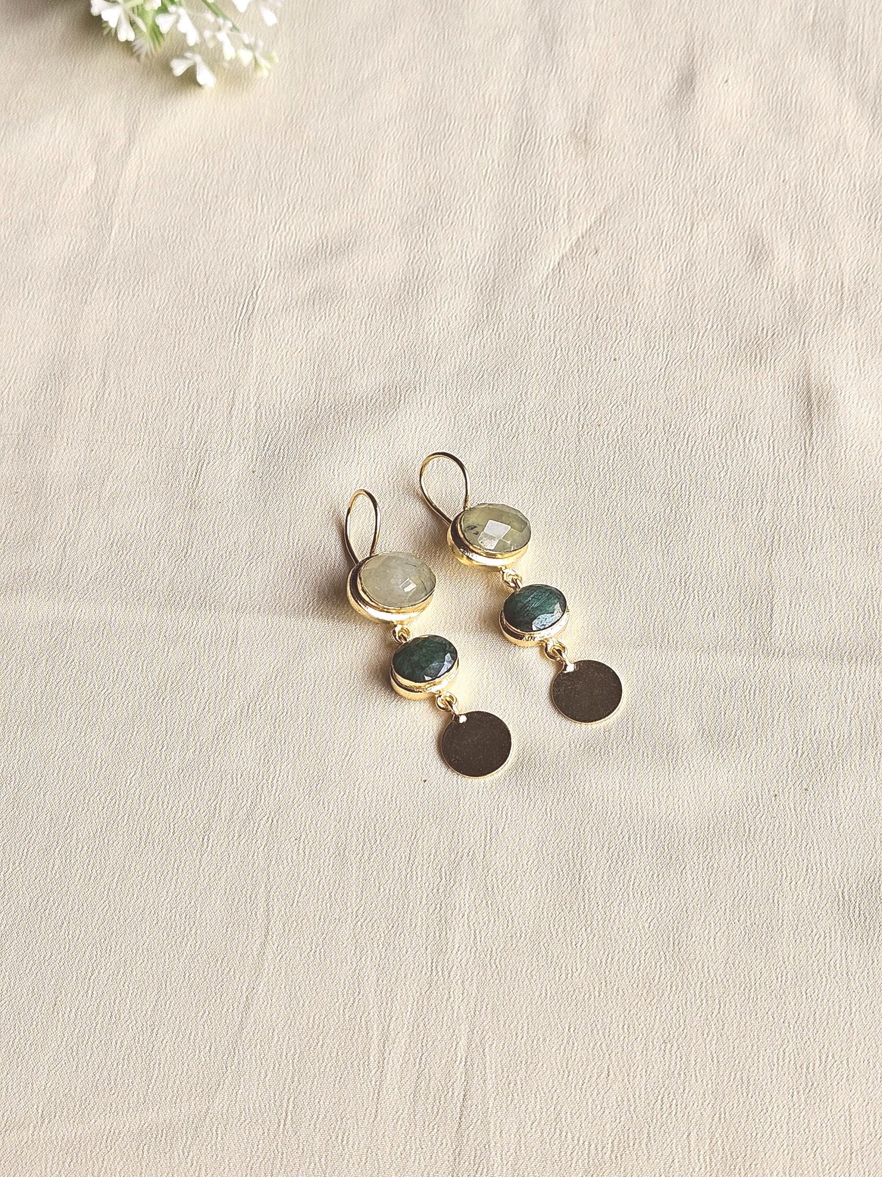 Beautiful Antique Gold Variant Color Gem Stone Light Weight Charming Designer Earring