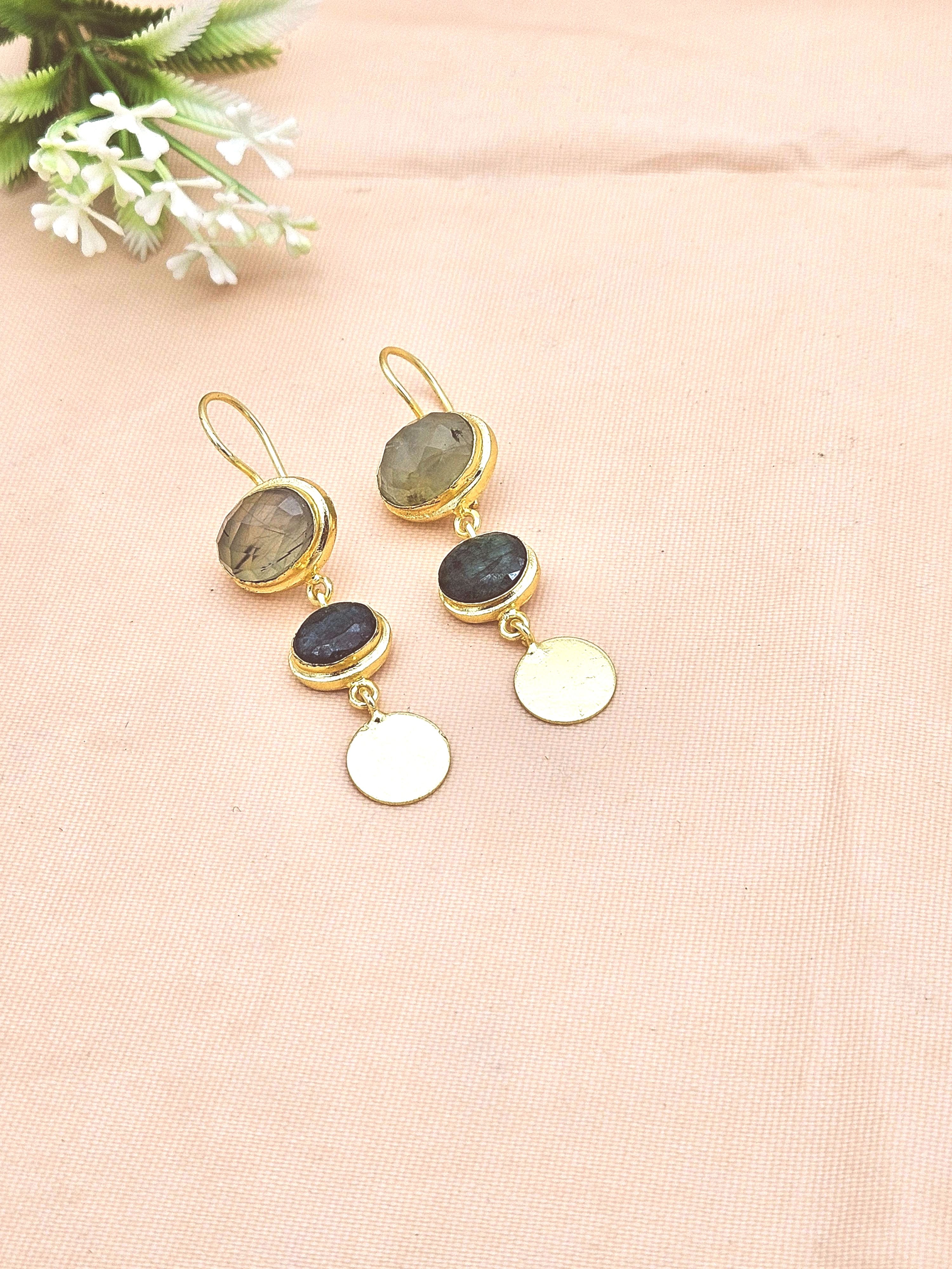 Beautiful Antique Gold Variant Color Gem Stone Light Weight Charming Designer Earring