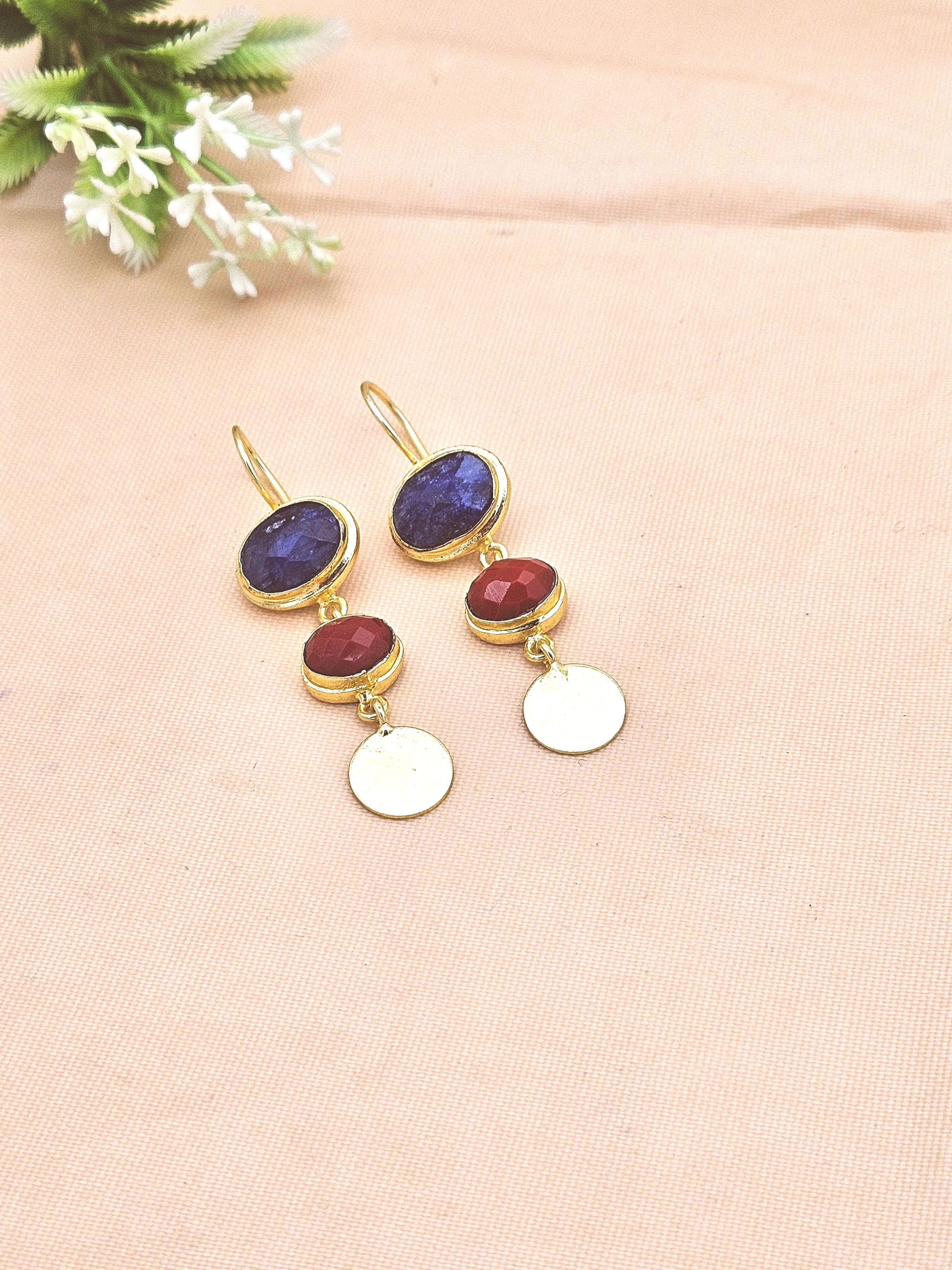 Beautiful Antique Gold Variant Color Gem Stone Light Weight Charming Designer Earring