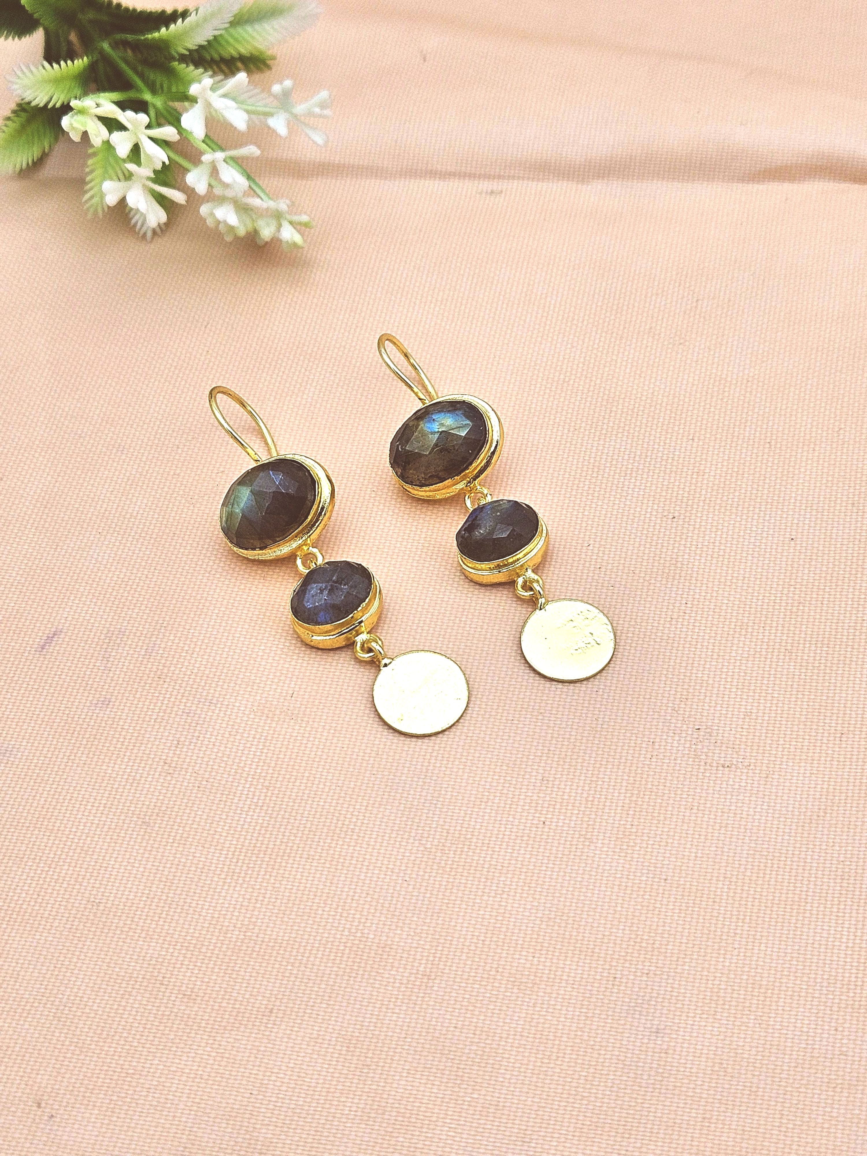 Beautiful Antique Gold Variant Color Gem Stone Light Weight Charming Designer Earring