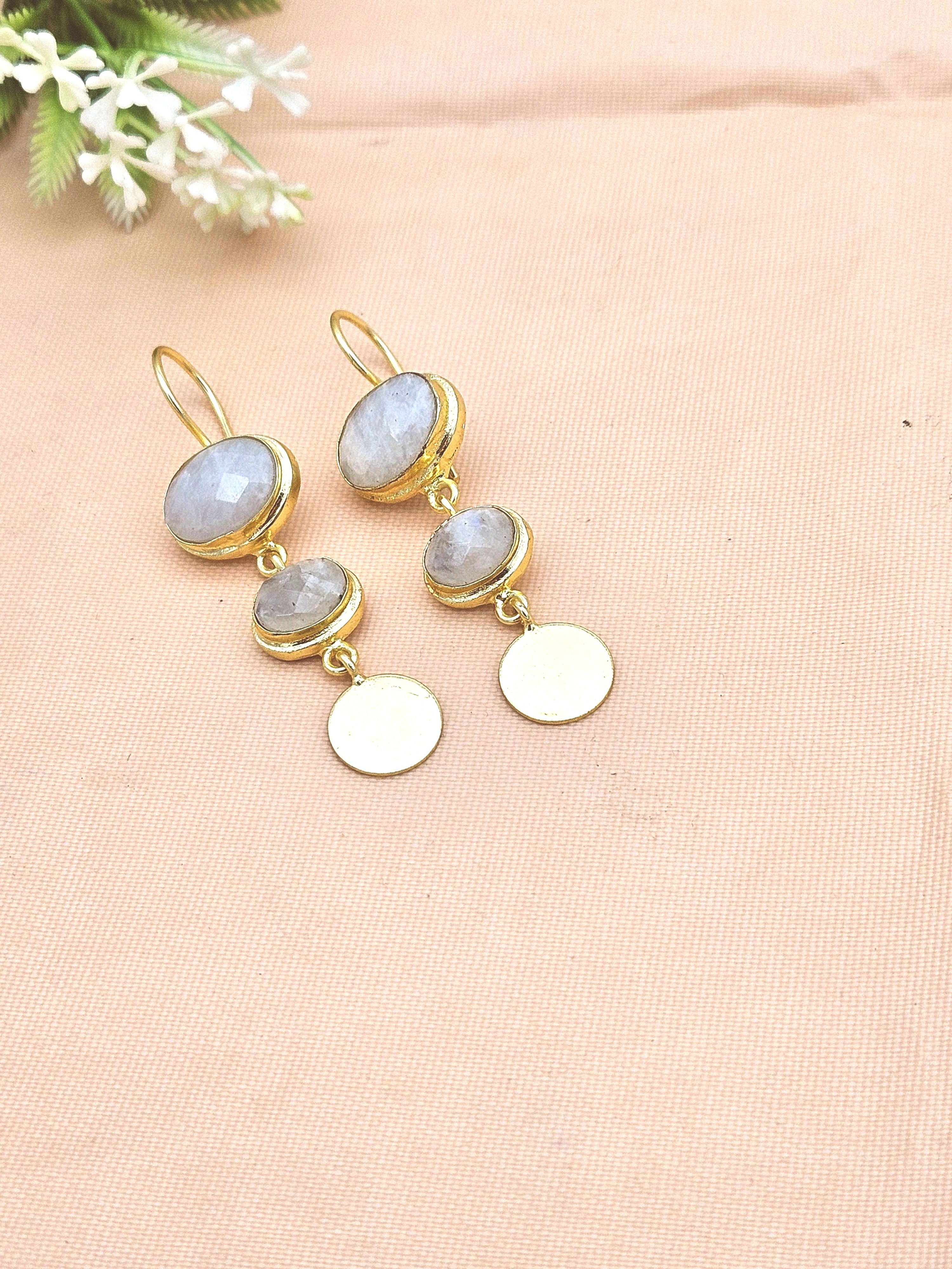Beautiful Antique Gold Variant Color Gem Stone Light Weight Charming Designer Earring