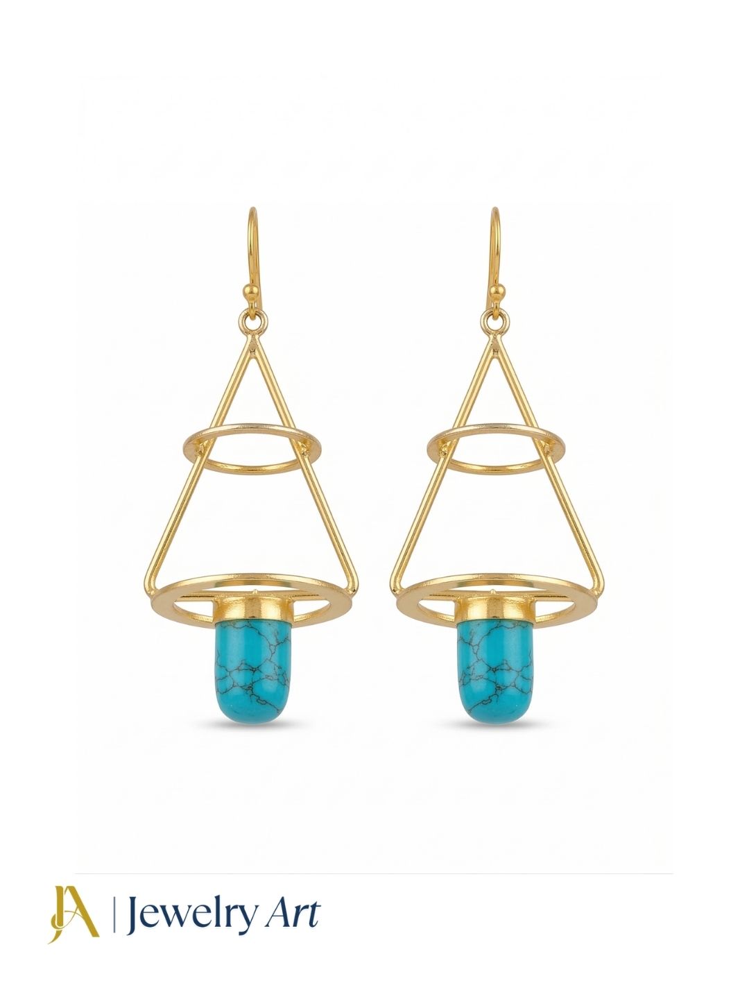 Awesome Gold Plated Dangle Earrings – Semi Precious Stone Lantern Designer Jewelry