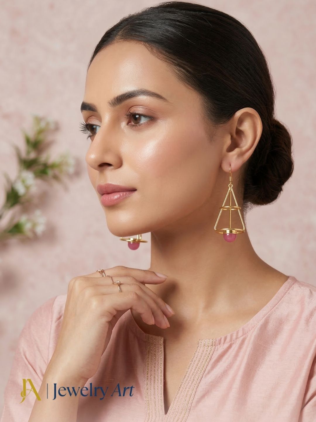 Awesome Gold Plated Dangle Earrings – Semi Precious Stone Lantern Designer Jewelry