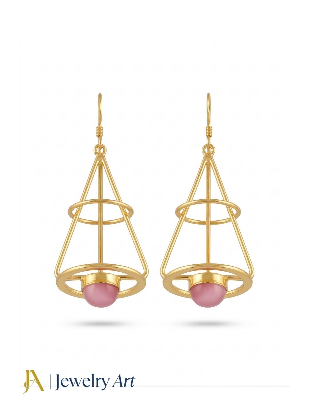 Awesome Gold Plated Dangle Earrings – Semi Precious Stone Lantern Designer Jewelry