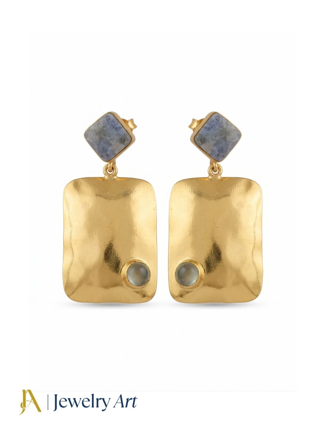 Charming Gold Plated Dangle Earrings – Semi Precious Stone Designer Jewelry
