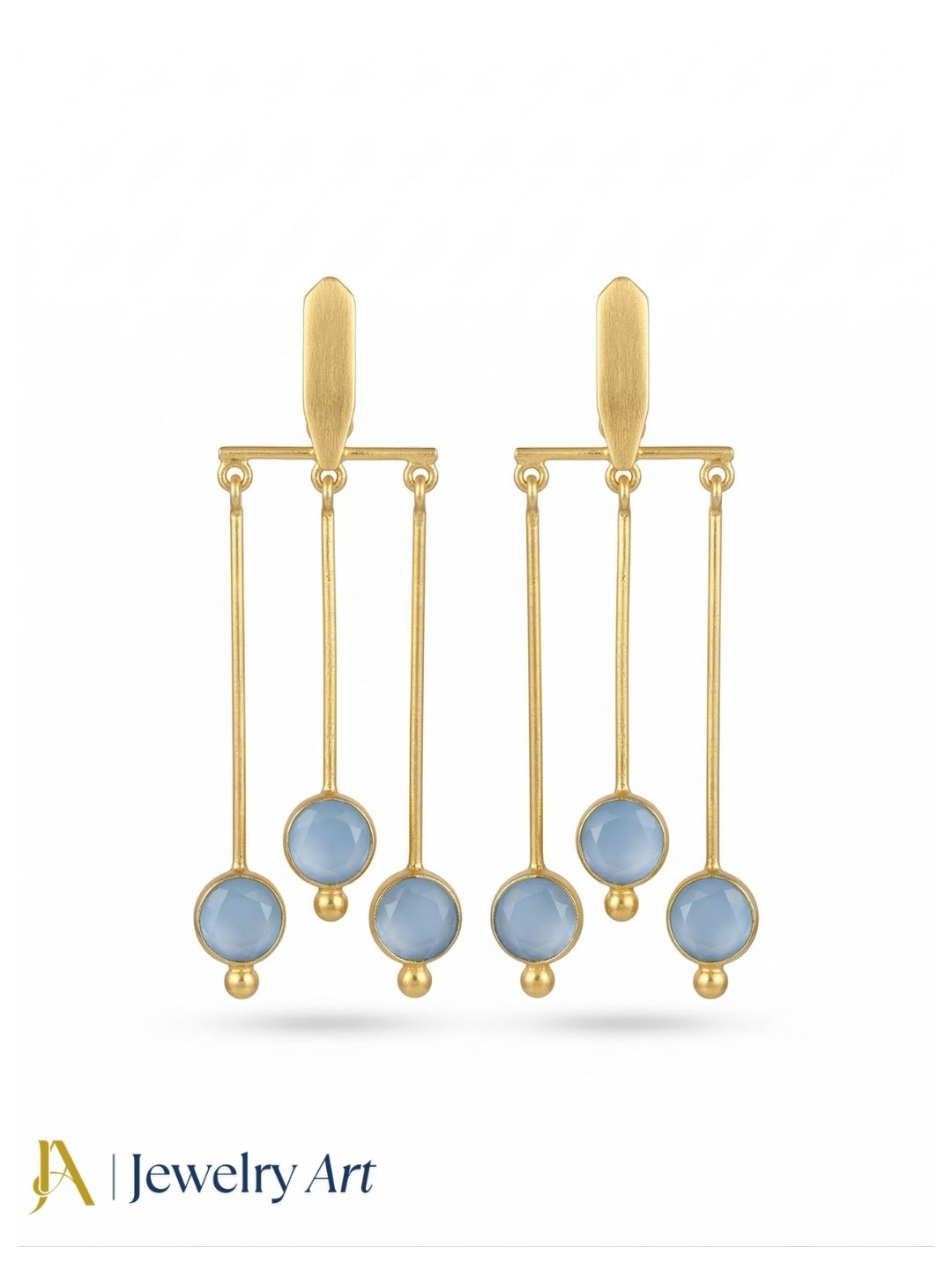 Trendy gold plated chalcedony stone hanging earrings with lightweight jewelry
